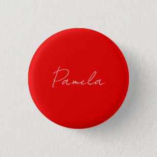 Elegant Name Minimalist Classical Warm Red 3 Cm Round Badge