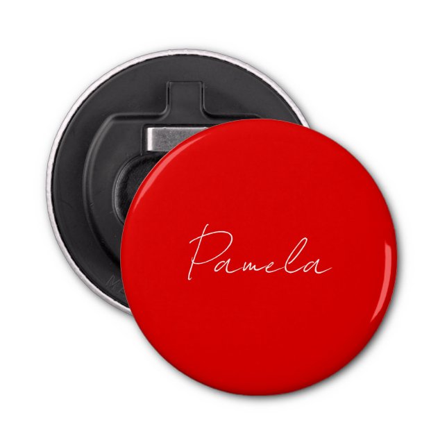 Elegant Name Minimalist Classical Warm Red Bottle Opener (Front)