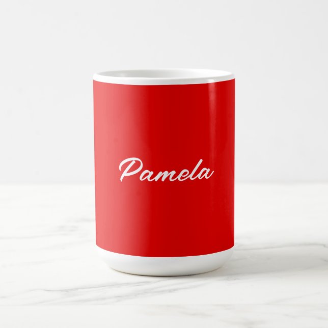 Elegant Name Minimalist Classical Warm Red Coffee Mug (Center)