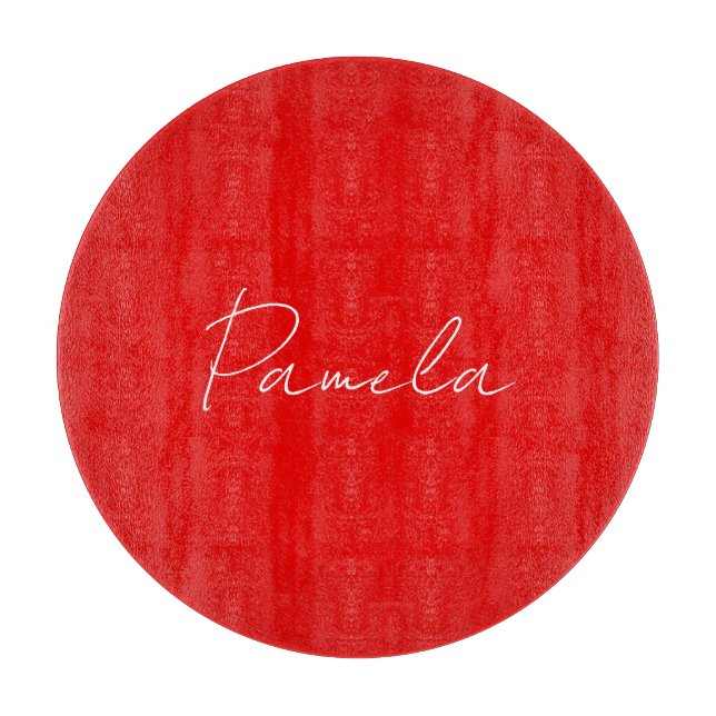 Elegant Name Minimalist Classical Warm Red Cutting Board (Front)