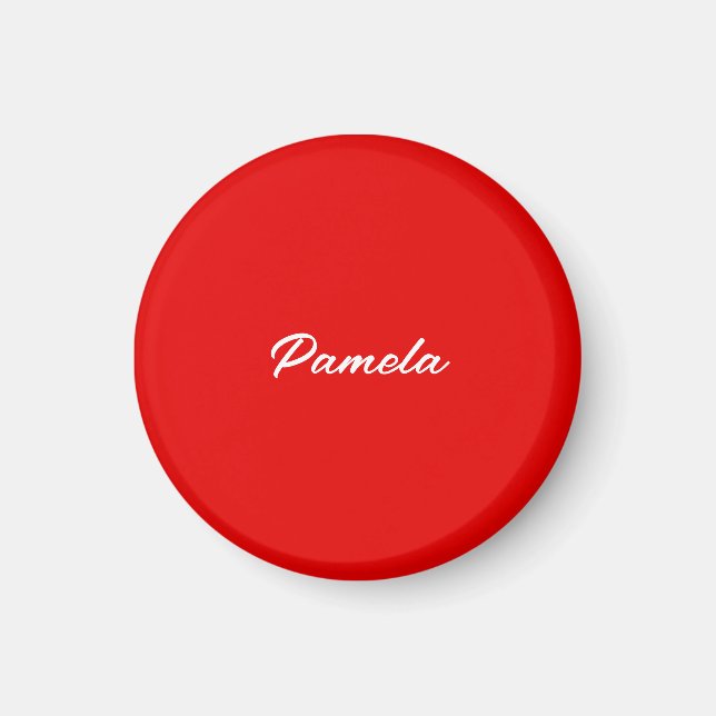 Elegant Name Minimalist Classical Warm Red Magnet (Front)