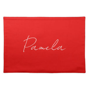 Elegant Name Minimalist Classical Warm Red Placemat