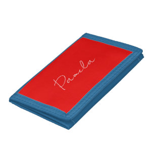 Elegant Name Minimalist Classical Warm Red Trifold Wallet