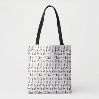 Elegant Name Monogram Cat Breeds Tote Bag