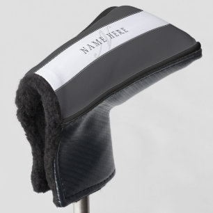 Elegant Name & Monogram Dark & Light Grey Golf Head Cover