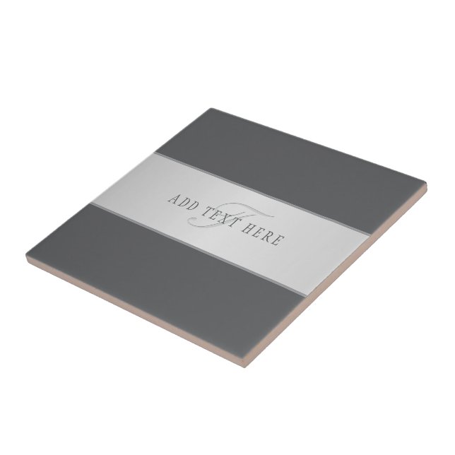 Elegant Name & Monogram Lettering (or other text) Ceramic Tile (Side)