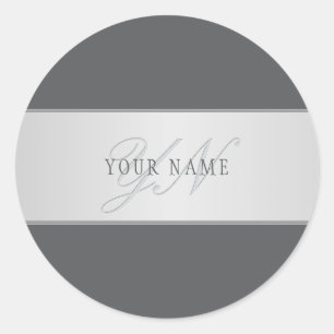 Elegant Name & Monogram Lettering (or other text) Classic Round Sticker