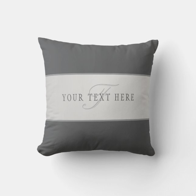 Elegant Name & Monogram Lettering (or other text) Cushion (Front)
