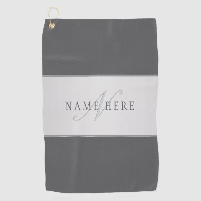 Elegant Name & Monogram Lettering (or other text) Golf Towel (Front)