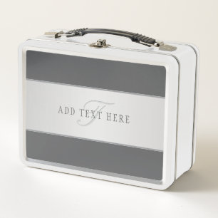 Elegant Name & Monogram Lettering (or other text) Metal Lunch Box