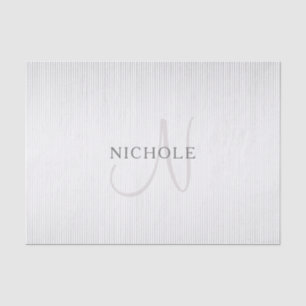 Elegant Name Monogram & Thin Grey Ombre Stripes Tissue Paper