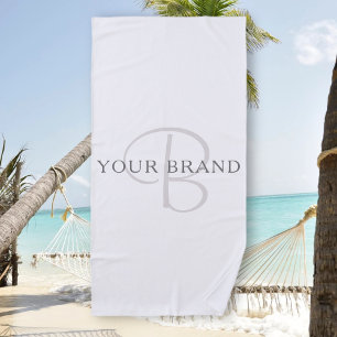 Elegant Name Monogram   White & Grey Beach Towel