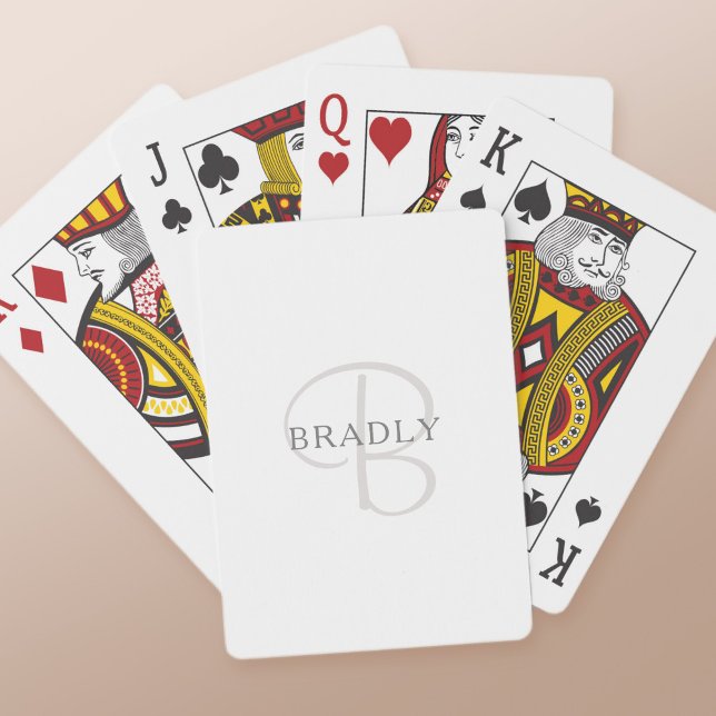 Elegant Name Monogram | White & Grey Playing Cards (Creator Uploaded)