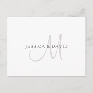 Elegant Name Monogram   White & Grey Postcard