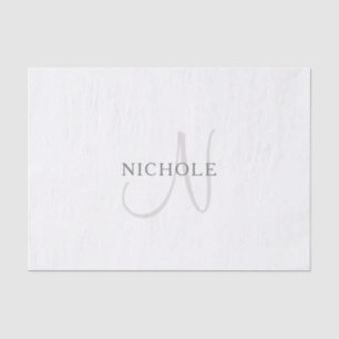 Elegant Name Monogram   White & Grey Tissue Paper