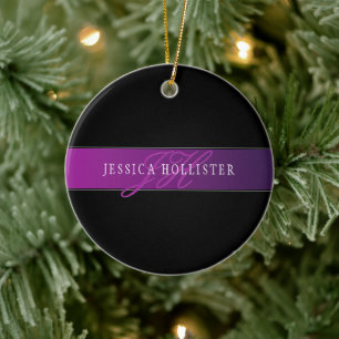 Elegant Name & Monogrammed Initial/s Ceramic Ornament