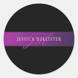 Elegant Name & Monogrammed Initial/s Classic Round Sticker