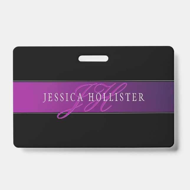 Elegant Name & Monogrammed Initial/s ID Badge (Front)