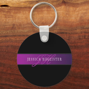 Elegant Name & Monogrammed Initial/s Key Ring
