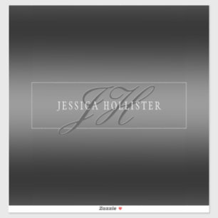 Elegant Name & Monogrammed Initials   Black & Grey