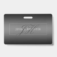 Elegant Name & Monogrammed Initials | Black & Grey