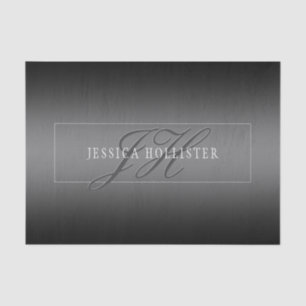 Elegant Name & Monogrammed Initials   Black & Grey Tissue Paper