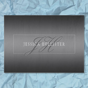 Elegant Name & Monogrammed Initials   Black & Grey Tissue Paper