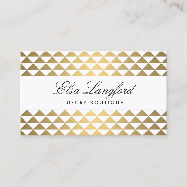 Elegant Name on Gold Prism Pattern Business Card (Front)
