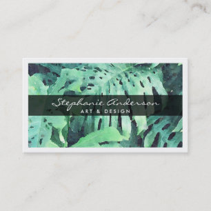 Elegant Name on Painted Palm Leaves Business Card