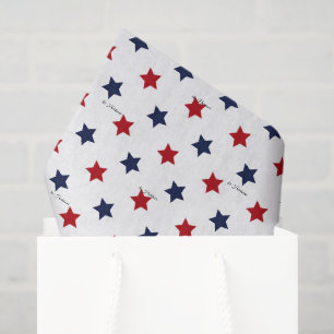 Elegant Name Patriotic Tissue Paper Red Blue Stars