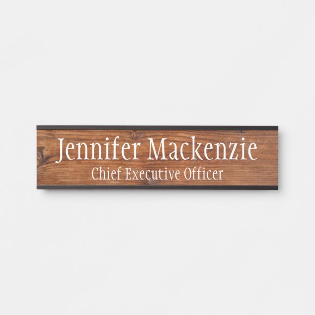 Elegant Name Plate Wood Grain Rustic Door Sign (Front)
