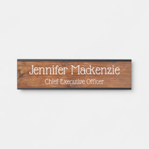 Elegant Name Plate Wood Grain Rustic Door Sign