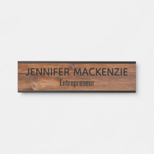 Elegant Name Plate Wood Grain Rustic Door Sign