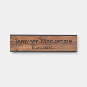 Elegant Name Plate Wood Grain Rustic Door Sign