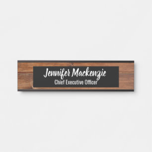 Elegant Name Plate Wood Grain Rustic Door Sign