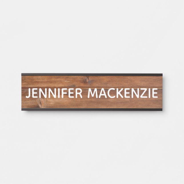 Elegant Name Plate Wood Grain Rustic Door Sign (Front)