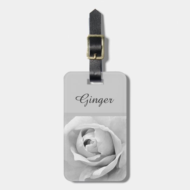 Elegant Name Rose Luggage Tag (Front Vertical)
