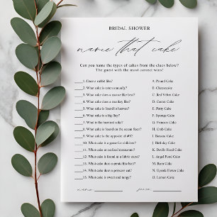 Elegant Name That Cake Bridal Shower Game Card