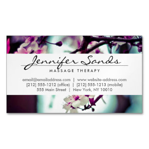 ELEGANT NAME with CHERRY BLOSSOMS Magnetic Business Card
