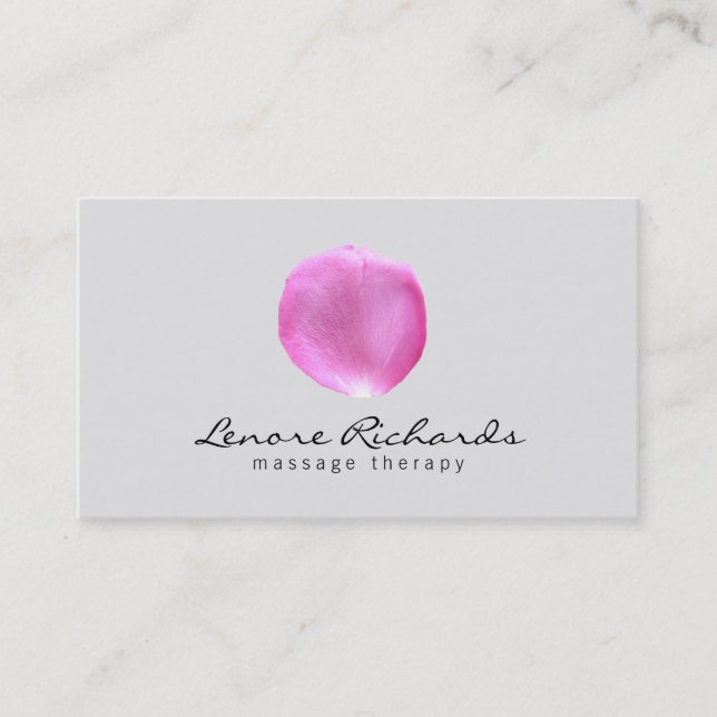Elegant Name with Pink Flower Petal I Business Card (Front)