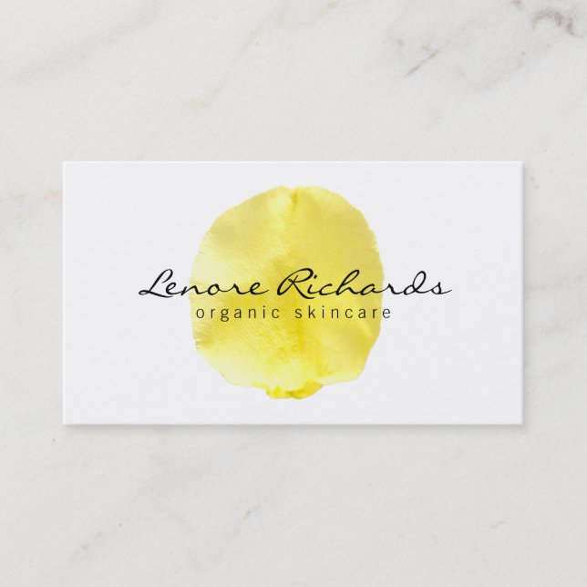 Elegant Name with Yellow Flower Petal II Business Card (Front)