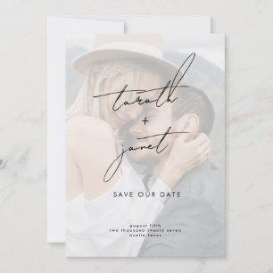 ELEGANT NAMES   2 Photo QR Code Save OUR Date Invitation