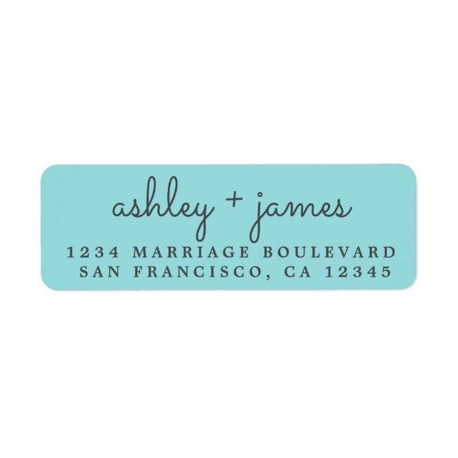 Elegant Names Blue Wedding Return Address Label (Front)