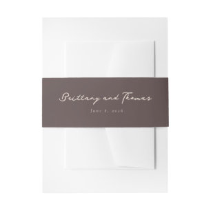 Elegant Names Brown Minimalist Invitation Belly Band