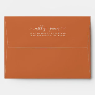 Elegant Names Burnt Orange Wedding Return Address Envelope