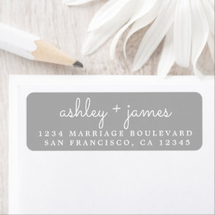 Elegant Names Grey Wedding Return Address Label