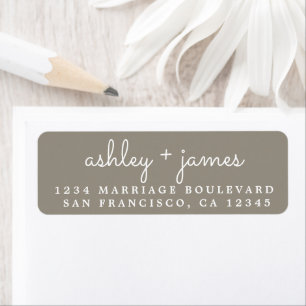 Elegant Names Grey Wedding Return Address Label