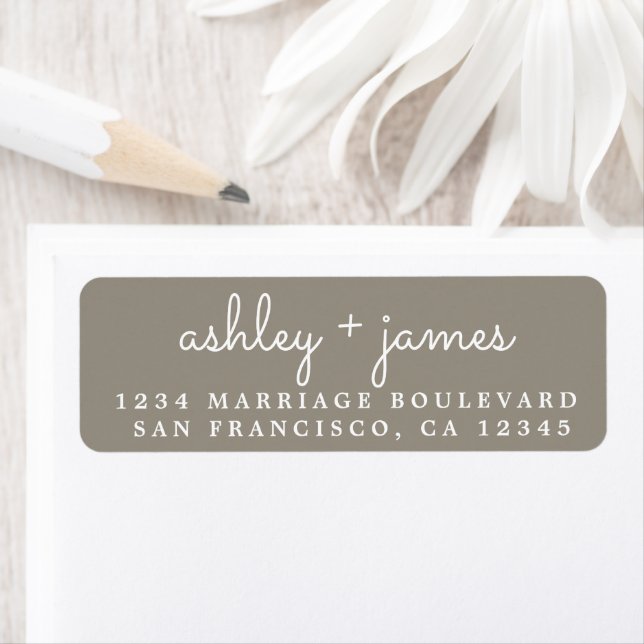 Elegant Names Grey Wedding Return Address Label (Insitu)
