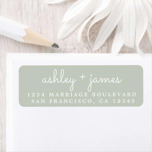 Elegant Names Pastel Green Wedding Return Address Label (Insitu)