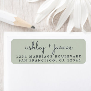 Elegant Names Pastel Green Wedding Return Address Return Address Label